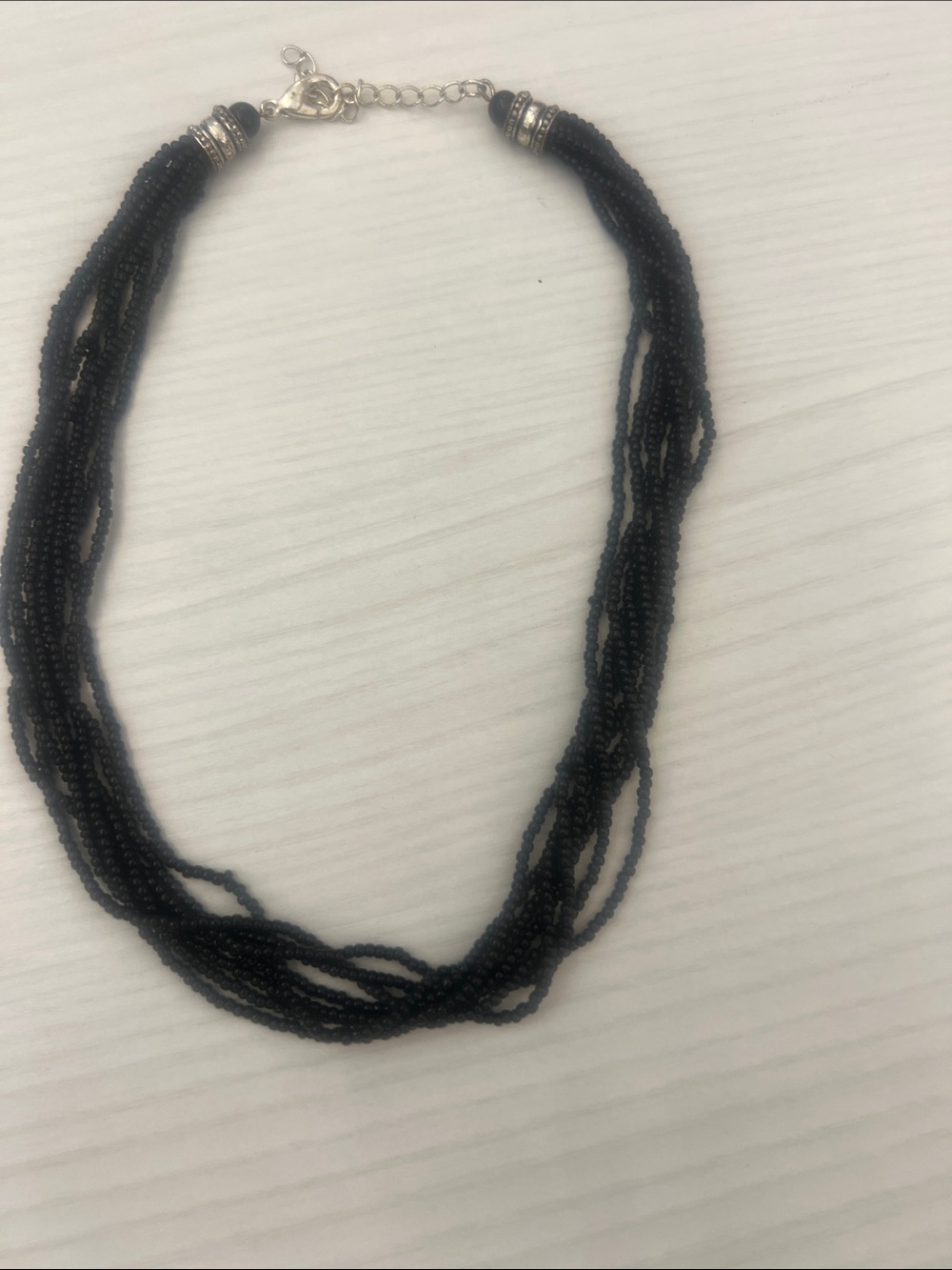 Women's Black Multi-Strand Beaded Necklace